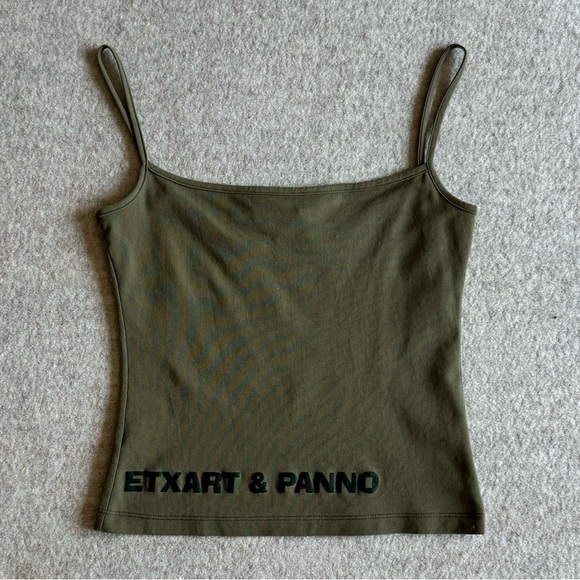 Etxart & panno khaki green cami top with logo on the front in black - Picture 1 of 3